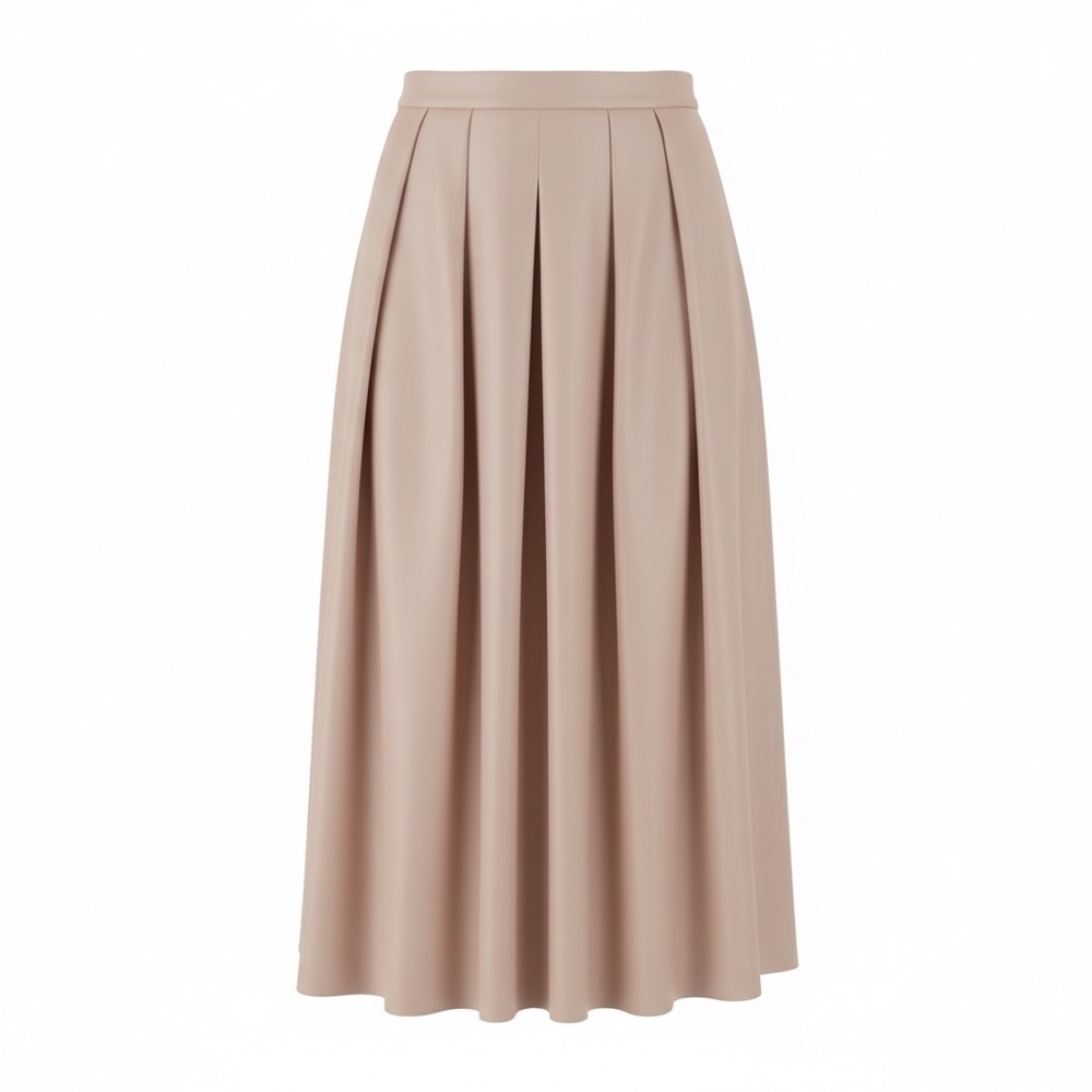 Blush Faux Leather Pleated Midi Skirt High Waist NWT Large